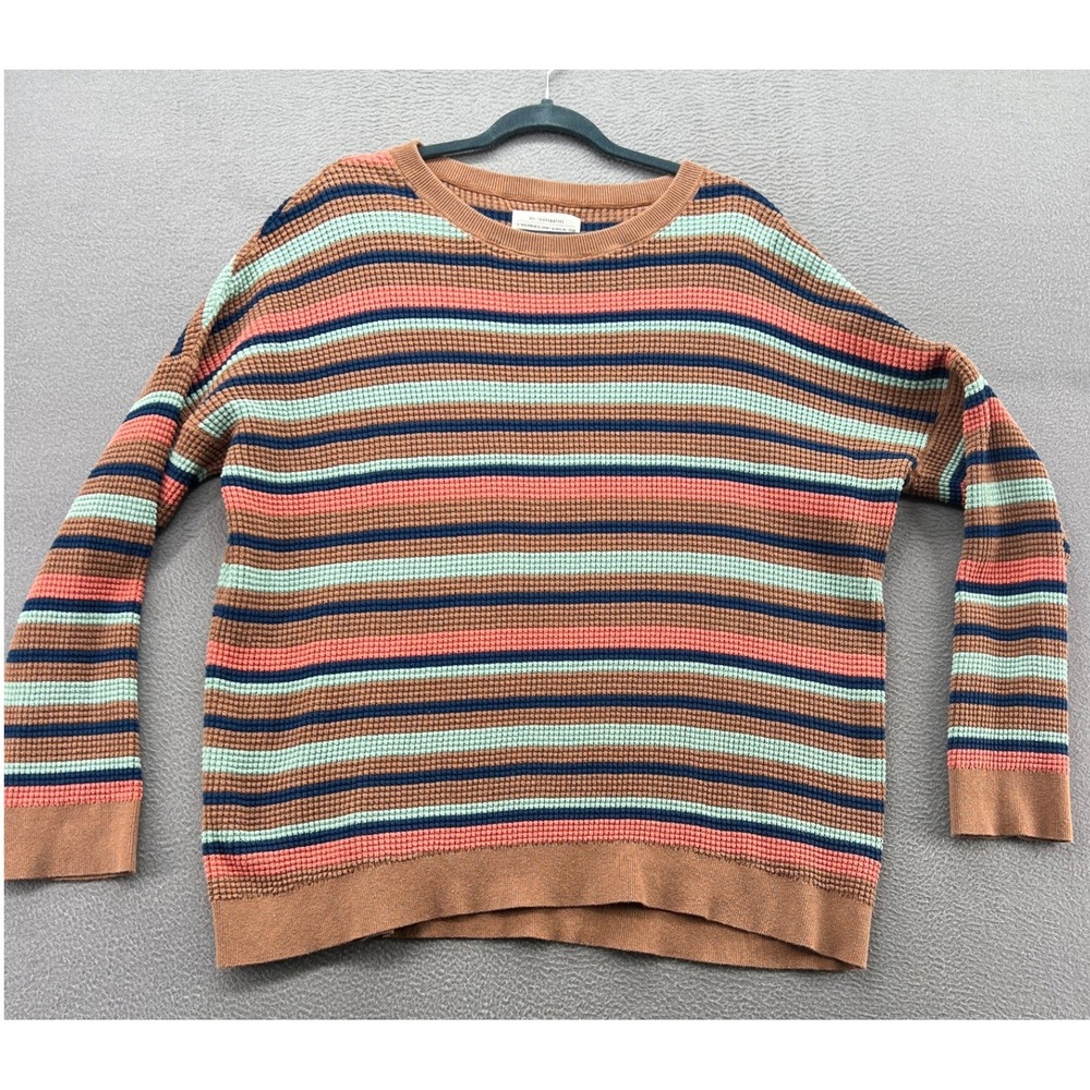 REI Co-op Sweater Mens 2XL Multi-Color Striped Waffle Knit 100% Cotton 22238-F22
